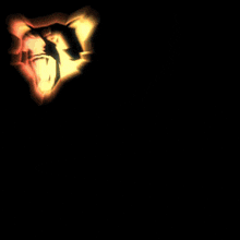 a glowing bear 's head with its mouth open