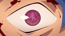 a close up of a person 's eye with a red circle in it