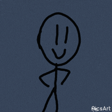 a drawing of a stick figure on a blue background with the word picsart below it