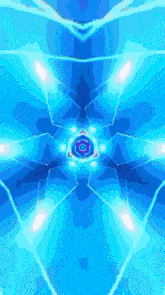 a kaleidoscope of blue and white lines and a purple center