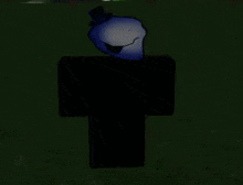 a black object is floating in the air in front of a green background .