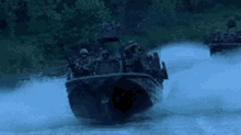 soldiers boat fish pop out out of nowhere