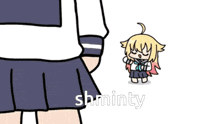 a cartoon drawing of a girl with antlers and the name shminty on the bottom