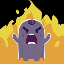 a cartoon drawing of a ghost with a purple jewel on its head