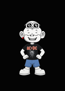 a cartoon character is wearing an ac dc t-shirt