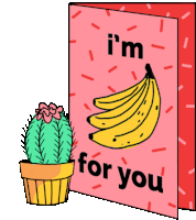 Card With I'M Bananas For You Text On It Sticker - Milo And Dax Banana Im Banana For You Stickers