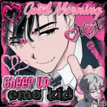 a good morning greeting card with a picture of a boy