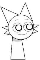 a black and white drawing of a cat with a smiley face on its face .