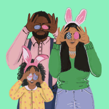 Happy Spring Family GIF - Happy Spring Family Bunny Ears GIFs