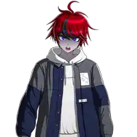 a boy with red hair and blue eyes is wearing a hoodie that says " i am not perfect "