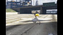 a video game shows a plane taking off from a highway with a sign that says exit 75