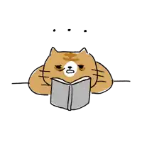 a drawing of a cat reading a book with the letter h visible