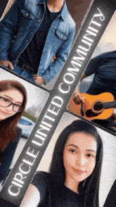 a circle united community advertisement shows a man playing a guitar