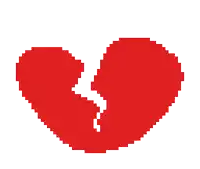 a pixel art of a broken heart with a tear coming out of it