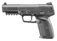 a black fn herstal belgium handgun with a black grip