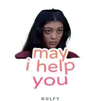 a sticker that says may i help you