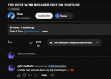 a screenshot of the best wind breaker edit on youtube by ethan