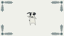 a dog is holding a bone in its mouth