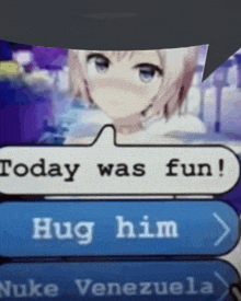a screen shot of a girl saying " today was fun "