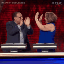 Double High Five Family Feud Canada GIF - Double High Five Family Feud Canada Good Job GIFs