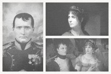 a man and a woman are shown in black and white portraits