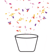 a bucket that says well done is filled with confetti