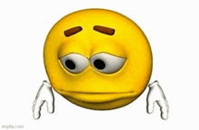 a cartoon smiley face with a sad look on its face and hands .