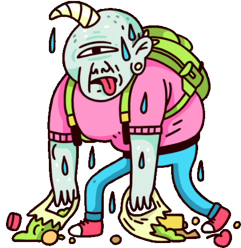Tired Ogre Drops Groceries On The Floor Sticker - Grownup Ogre Bad Day Hot Outside Stickers