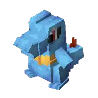 a pixel art drawing of a blue dinosaur with sunglasses on