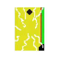 a pixel art of a yellow and green stripe with a black square in the middle