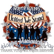 a poster that says veterans united we stand happy memorial day