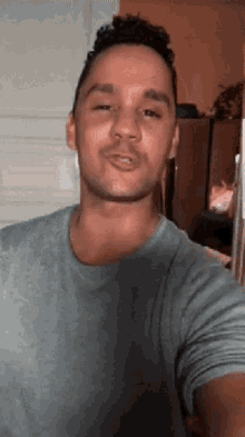 a man is taking a selfie in front of a door