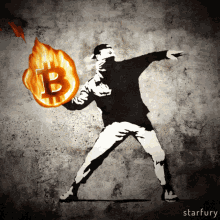 bitcoin banksy fire molotov starfury