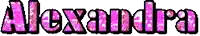the name alexandra is written in pink and black on a white background