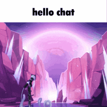 a purple background with the words hello chat on the top