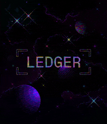 the word ledger is surrounded by a galaxy of stars