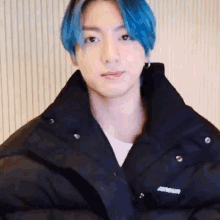 Jungkook Blue Hair Jk Goodbye GIF - Jungkook Blue Hair Jk Goodbye Leaving GIFs
