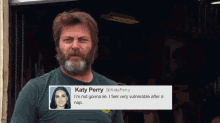 Nick Offerman Reads Tweets From Young Female Celebrities GIF - Talk Show Comedy Late Night GIFs
