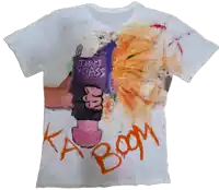 a white t-shirt with a picture of a hand holding a can that says that 's yo ass