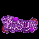 a purple and white logo for the elysium with hearts and roses
