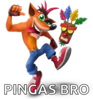 a picture of crash bandicoot with the words pingas bro