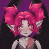 a drawing of a girl with pink hair and pink eyes