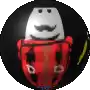 a pixel art of a red car with a mustache and a smiley face on it .