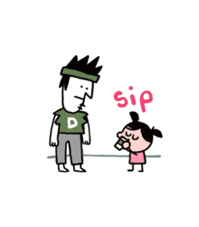 a cartoon of a man and a girl with a speech bubble saying yes