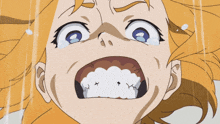 a close up of a girl 's face with a tear coming out of her eyes