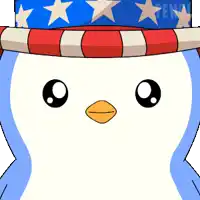 a penguin wearing sunglasses and a patriotic hat with stars
