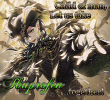 a picture of a man with the words " child of man let us take together "