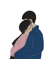 a drawing of a man and woman hugging