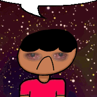 a cartoon of a boy with a speech bubble behind him