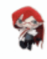 a blurred image of a person with red hair and glasses .